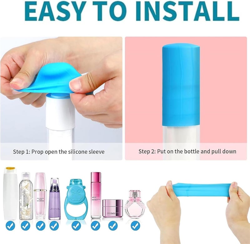 Bukela 8 Pack Silicone Bottle Covers Leak Proof Sleeves for Travel Container Elastic Sleeve for Leak Proofing Reusable Travel Containers Sleeves for Body Wash Shampoo Container - Image 5