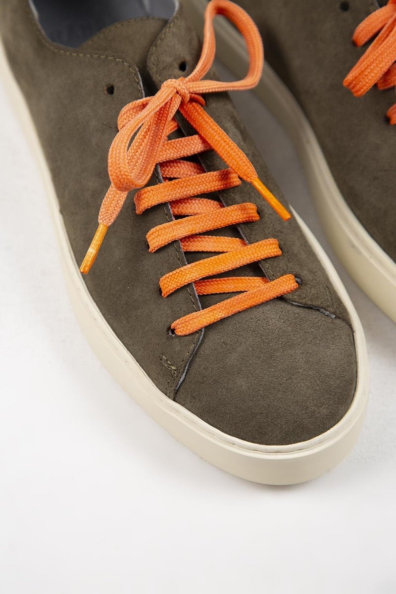 Krahe Ares Men's Genuine Leather Hand-Painted Khaki Sneakers with Laces and Two Spare Laces - Image 5