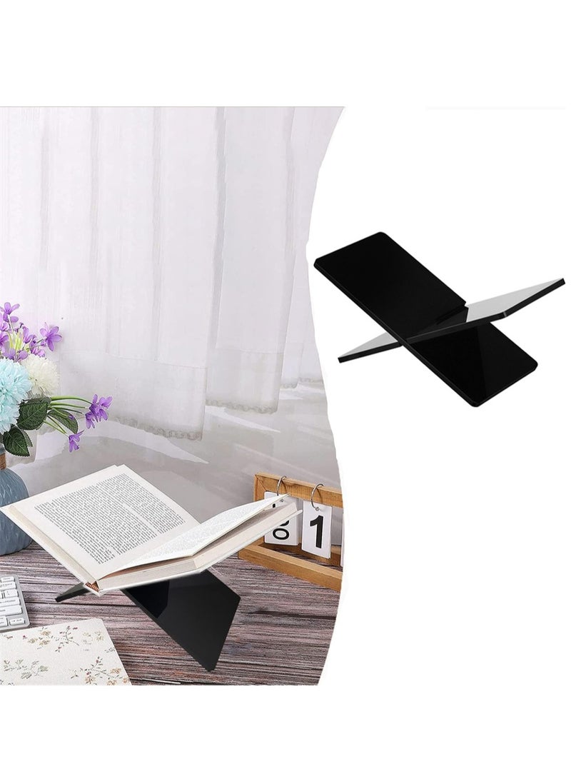 Excefore Acrylic Book Stand, Black Acrylic Open Book Display Stand, Reading Stand for Open and Closed Books, Bible, Cookbook, Magazines, Textbooks, Recipe Holder Picture Display, 6 x 11 x 6 - Image 1