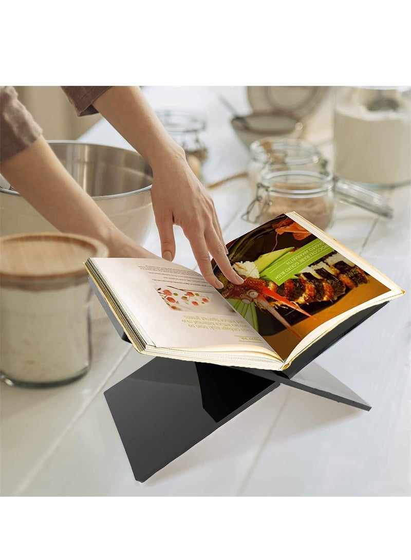 Excefore Acrylic Book Stand, Black Acrylic Open Book Display Stand, Reading Stand for Open and Closed Books, Bible, Cookbook, Magazines, Textbooks, Recipe Holder Picture Display, 6 x 11 x 6 - Image 2