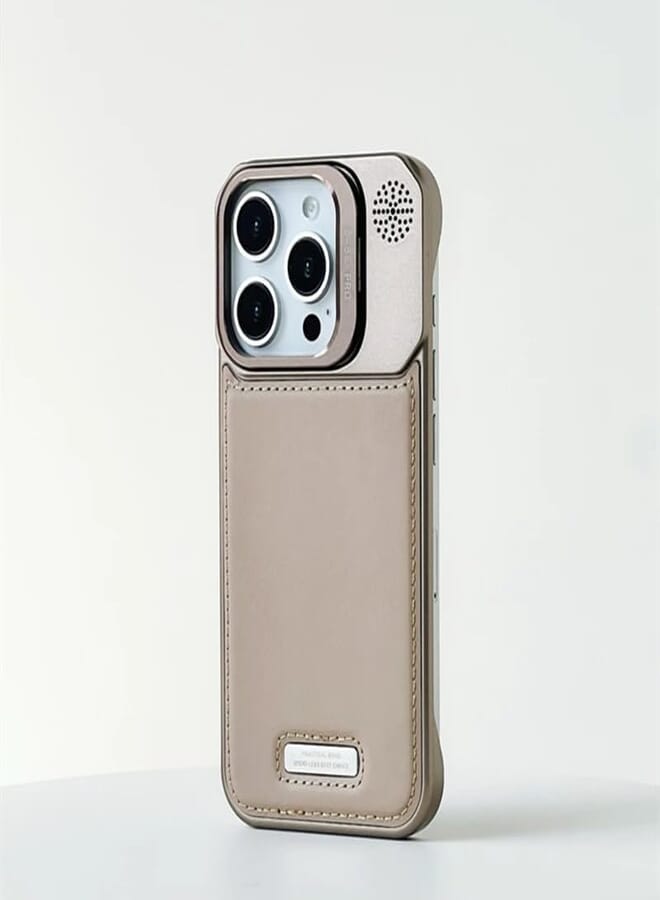 Next Next Store Compatible with iPhone 15 Pro Max Case, Supports Magnetic Charging, Anti-Scratch & Dust Protection, Raised Edge Kickstand Lens, Soft Leather Covers, Titanium Edges. (Beige) assorted colors