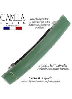 CAMILA Camila Paris CP3448 French Hair Barrette Clip for Girls Green, Rubberized Metal Clasp Strong Hold Grip Hair Clips for Women, No Slip Durable and Styling Girls Hair Accessories, Made in France  - Image 2