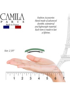 CAMILA Camila Paris CP3448 French Hair Barrette Clip for Girls Green, Rubberized Metal Clasp Strong Hold Grip Hair Clips for Women, No Slip Durable and Styling Girls Hair Accessories, Made in France  - Image 3