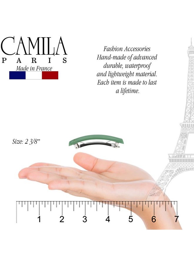 Camila Paris CP3448 French Hair Barrette Clip for Girls Green, Rubberized Metal Clasp Strong Hold Grip Hair Clips for Women, No Slip Durable and Styling Girls Hair Accessories, Made in France - Image 3