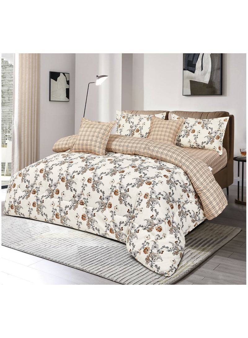 MingLi Microfiber Tree Print Double Duvet Set 6 Piece System Premium Middle Fill 250 x 230 