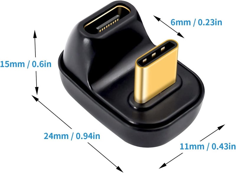 ETZIN محول USB C بزاوية 180 درجة 40Gbps، شكل U ذكر إلى أنثى محول موسع متوافق مع Rog Ally و Steam Deck و Switch - Image 3