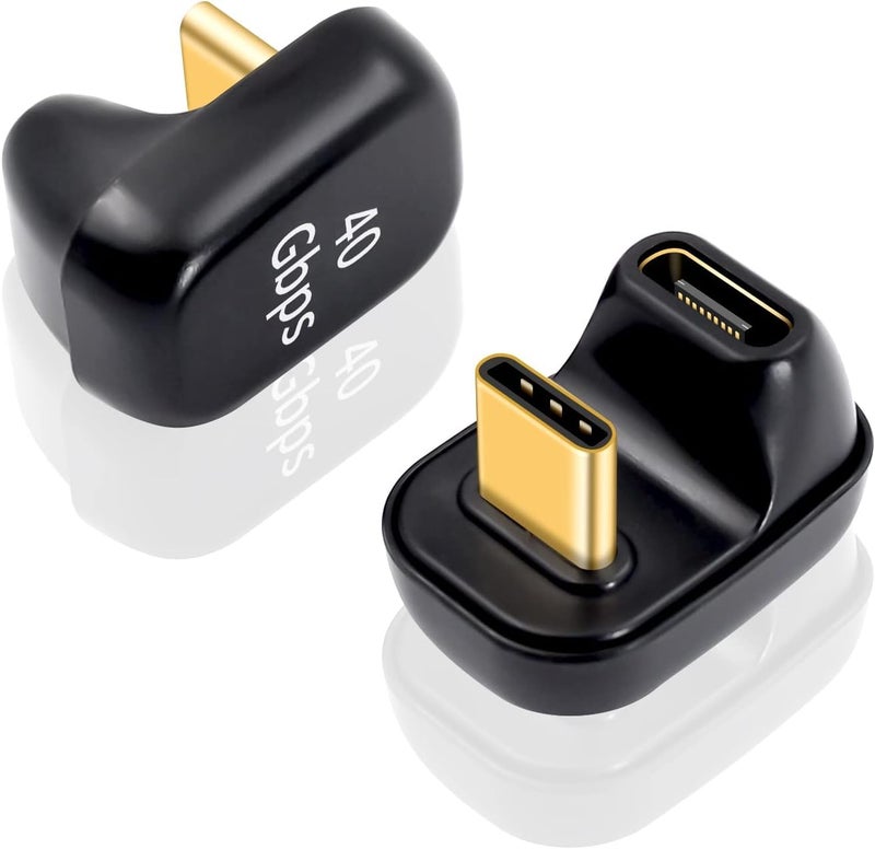 ETZIN محول USB C بزاوية 180 درجة 40Gbps، شكل U ذكر إلى أنثى محول موسع متوافق مع Rog Ally و Steam Deck و Switch - Image 1