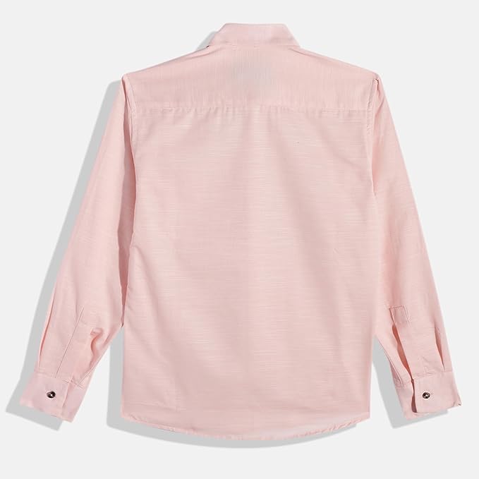 CHARCHIT Boys Cotton Full Sleeves Solid Casual Shirt in Pink - Image 5