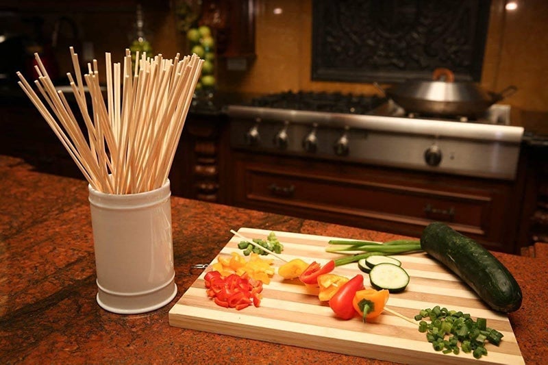 EOS- BUILDING TRUST EOS- Bamboo BBQ Sticks/Kebab Sticks/Wooden skewers/Bamboo Skewers/Roasting Oven, Microwave and Pan, BBQ Friendly for Kabab, Paneer Tikka, Seekh, Barbeque, and Grilling 6 inches (2.3mm Thickness) - Image 4