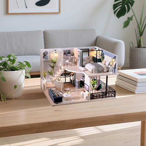 Fsolis DIY Miniature Dollhouse Kit Tiny House Modern Mini Scene Kit 3D Puzzles for Adults and Teenagers Gifts for Women Teenagers Craft Lovers Cozy Time - Image 5