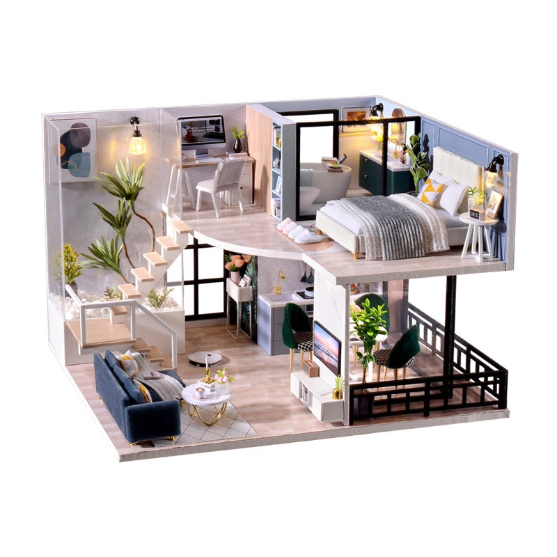 Fsolis DIY Miniature Dollhouse Kit Tiny House Modern Mini Scene Kit 3D Puzzles for Adults and Teenagers Gifts for Women Teenagers Craft Lovers Cozy Time - Image 3