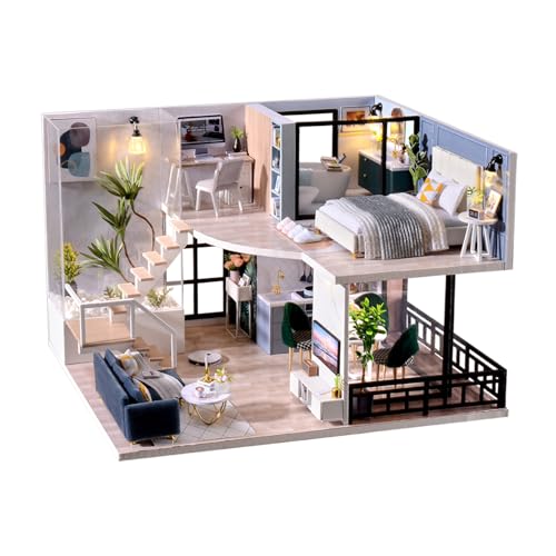 Fsolis DIY Miniature Dollhouse Kit Tiny House Modern Mini Scene Kit 3D Puzzles for Adults and Teenagers Gifts for Women Teenagers Craft Lovers Cozy Time - Image 1