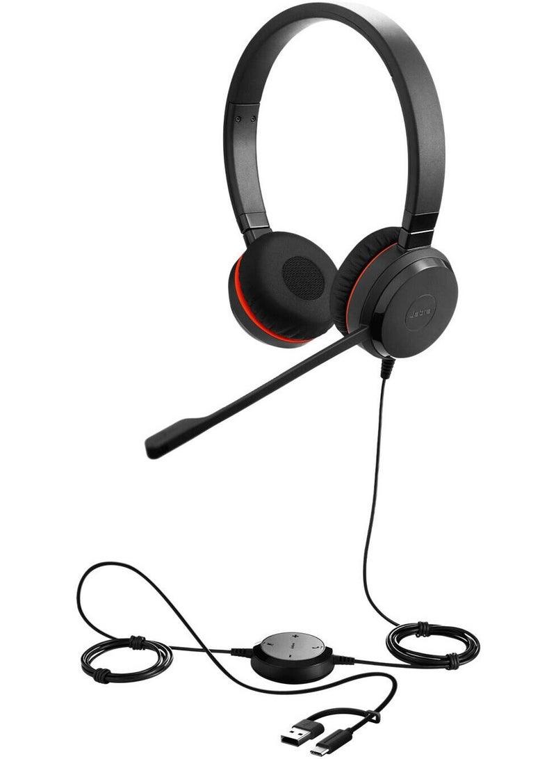 جابرا سماعة رأس سلكية ستيريو USB Evolve 20SE MS مع ميكروفون لإلغاء الضوضاء، تحكم في مستوى الصوت والمكالمات، حماية PeakStop، صوت عريض النطاق، تصميم ثنائي الأذن، معتمد من Microsoft Teams، محول USB-A/USB-C – أسود | 4999-823-369 - Image 3