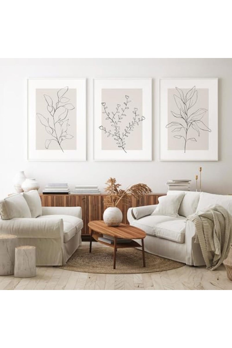 Youillne Neutral Botanical Prints Wall Art Decor Plant Minimalist Canvas Pictures Vintage Beige Wall Art Modern Farmhouse Line Poster Boho Abstract Painting Artwork for Bedroom 12x16 Inch Unframed Set of 3 - Image 3