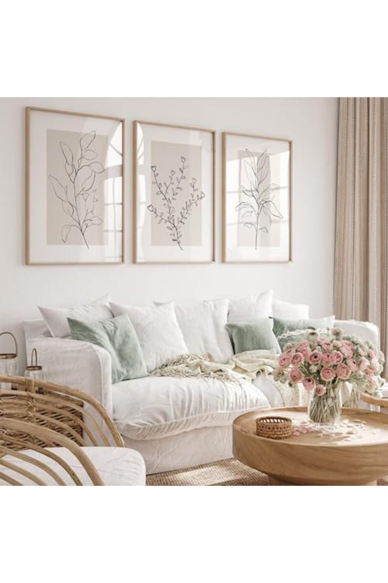 Youillne Neutral Botanical Prints Wall Art Decor Plant Minimalist Canvas Pictures Vintage Beige Wall Art Modern Farmhouse Line Poster Boho Abstract Painting Artwork for Bedroom 12x16 Inch Unframed Set of 3 - Image 4