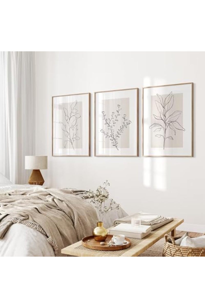 Youillne Neutral Botanical Prints Wall Art Decor Plant Minimalist Canvas Pictures Vintage Beige Wall Art Modern Farmhouse Line Poster Boho Abstract Painting Artwork for Bedroom 12x16 Inch Unframed Set of 3 - Image 5