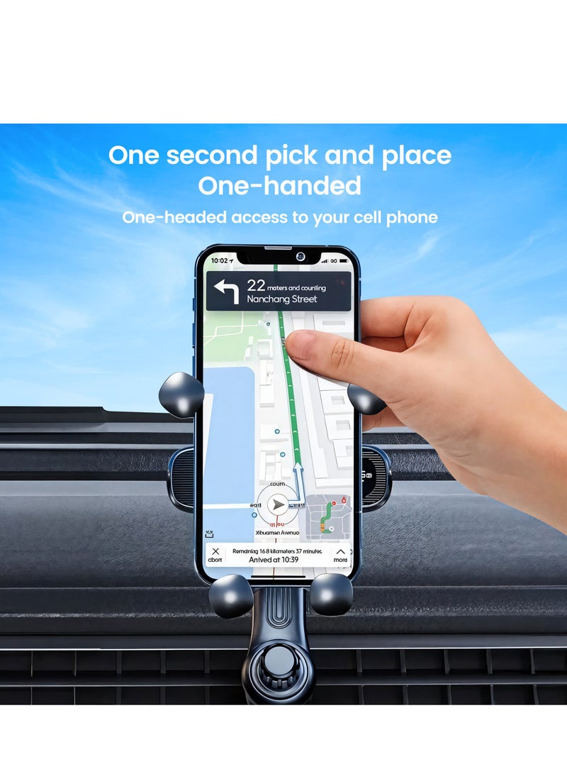 Car Phone Holder for Air Vent, Mobile Holder for Car with 360° Swing Arm and Anti-Slip Gravity Damping, One-on Release, Fit 4.7-7 Phones iPhone Samsung - Image 3