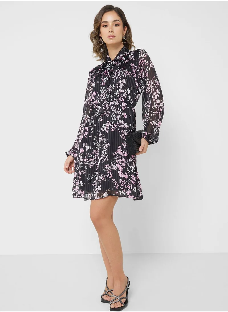 Jacqueline de Yong Floral Print Tie Detail Dress