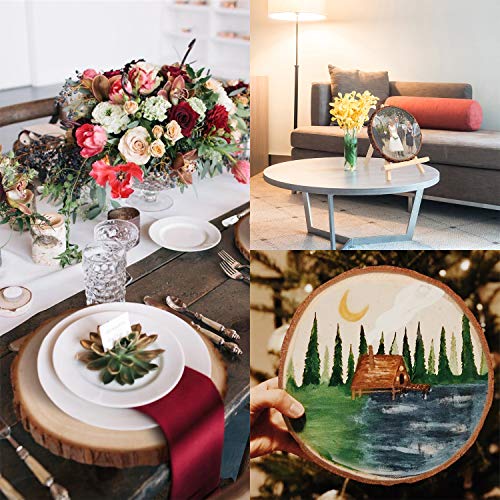 Fuyit Unfinished Wood Slices for Centerpieces, 6Pcs 6-6.3 Inch Natural Wooden Round Discs with Bark for Rustic DIY Crafts, Table Base, Wedding Decoration - Image 3