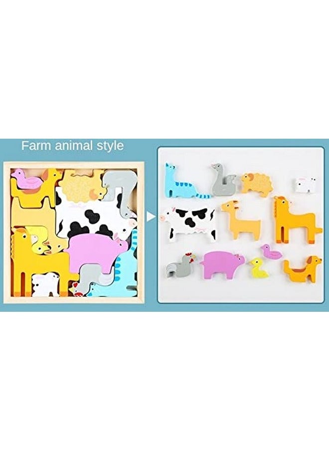 Smoneo - 3+ Years Handcrafted 3D Wooden Jigsaw Puzzle; Pre Education Alphabet & Number Learning Multicolour Toy Blocks For Boys And Girls (16 Cm X 16 Cm, Pet Animals) - Image 1