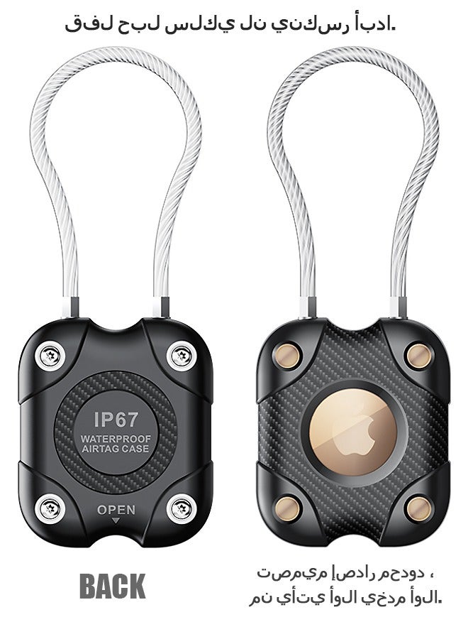 Case for Apple Airtag, Fitness Tracker Cases with wire cable, Key Chain Luggage Tag for Keys, Luggage More Men Women's Keyrings (Black) - Image 1