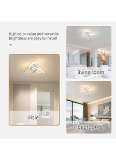 Arabest Modern LED Ceiling Light, Round Geometry Ceiling Lamp, Chic Chandelier Tricolor for Hallway, Living Room, Bedroom 24W Dia 25CM (White)  - Image 4