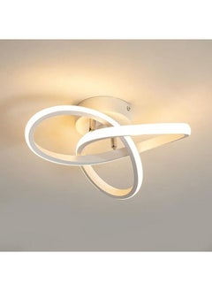 Arabest Modern LED Ceiling Light, Round Geometry Ceiling Lamp, Chic Chandelier Tricolor for Hallway, Living Room, Bedroom 24W Dia 25CM (White)  - Image 1