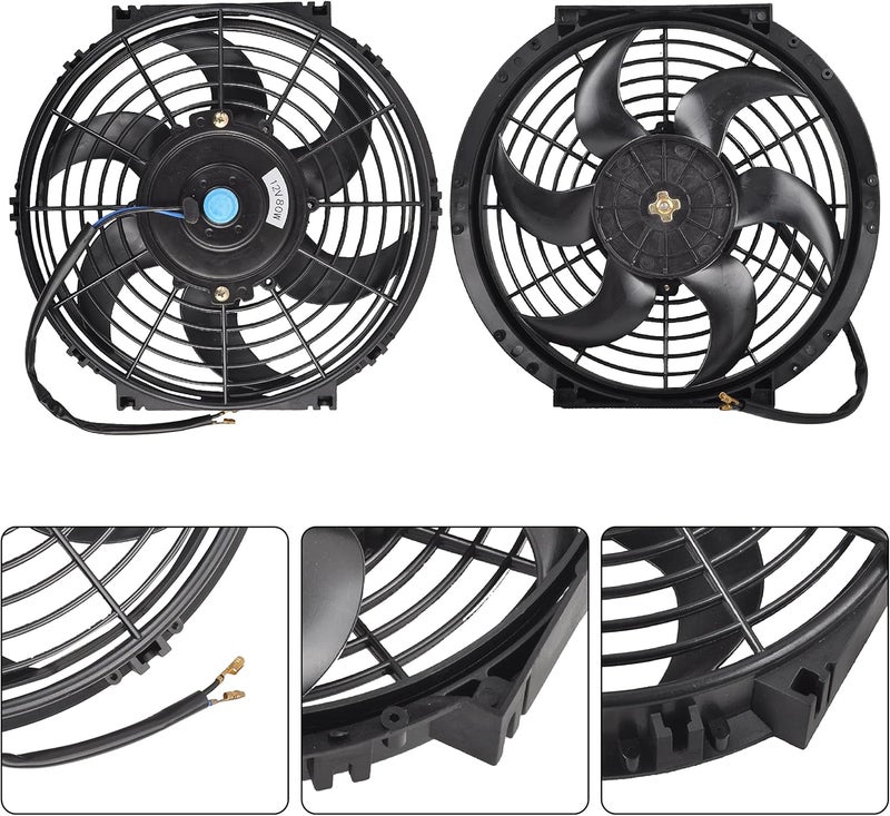 GESEXI 10 Inch Slim Fan Push Pull Electric Radiator Cooling Fan Universal High Performance 12V 80W Motor with Fan Mounting Kit (Black) - Image 3