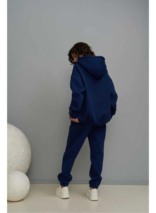 MAI STUDIOS CO.  Minimal Print Navy Tracksuit. for Women | Best Price UAE