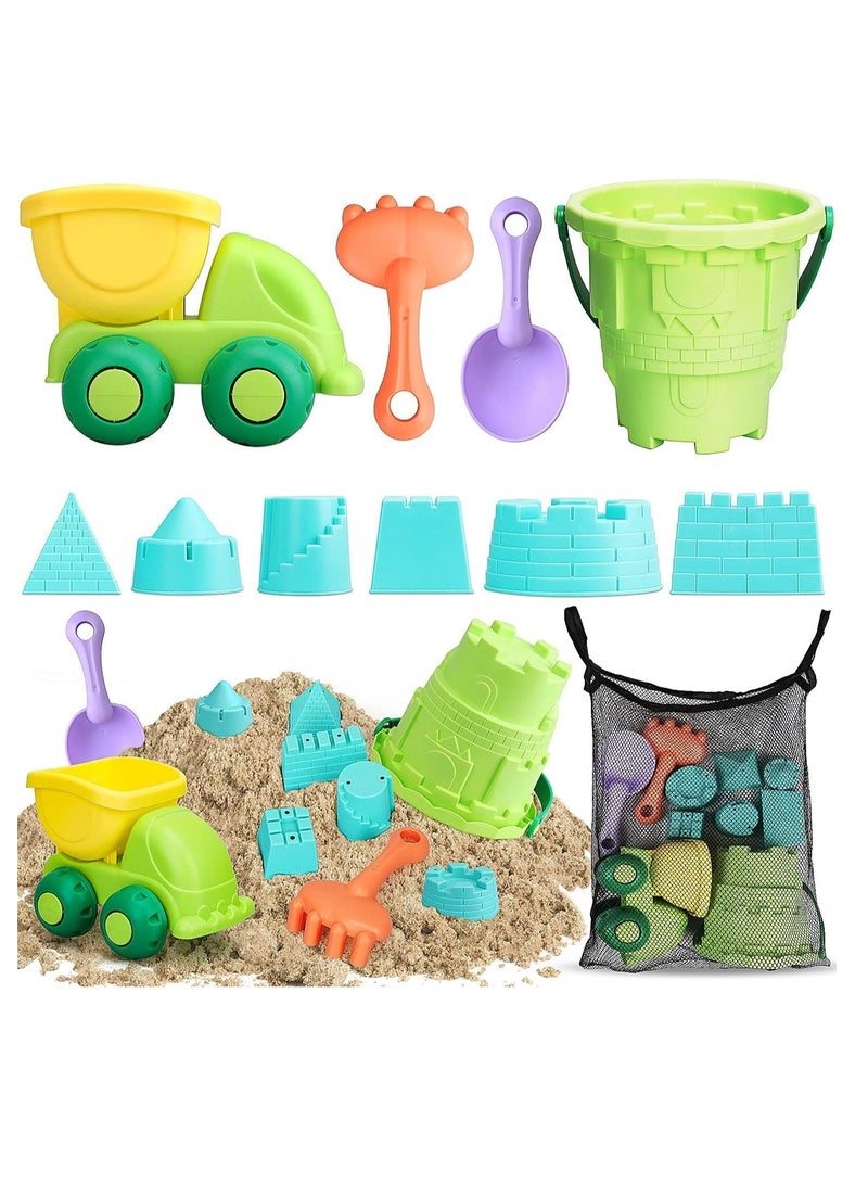 واي آند دي Beach Toys for Toddlers Kids Sand Includes Bucket Dump Truck Toy, Shovel, Rake, Castle and Shovel Sandbox with Bonus Mesh Bag - Image 1