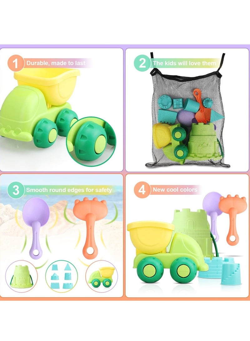 واي آند دي Beach Toys for Toddlers Kids Sand Includes Bucket Dump Truck Toy, Shovel, Rake, Castle and Shovel Sandbox with Bonus Mesh Bag - Image 4