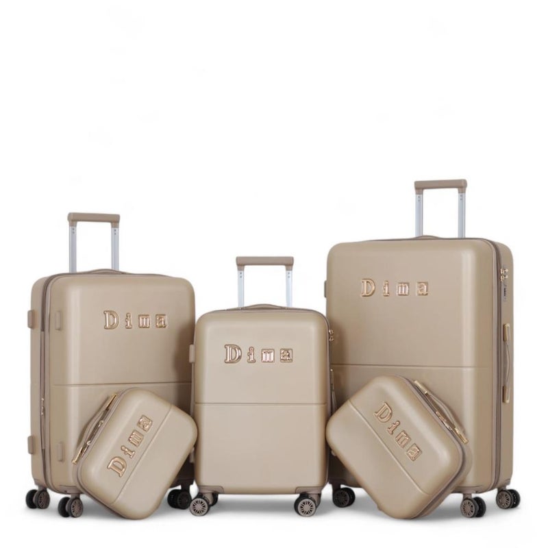 DIMA 5-piece luggage set, including 3 trolley bags and 2 makeup bags, with double covers and an expansion zipper - Image 1