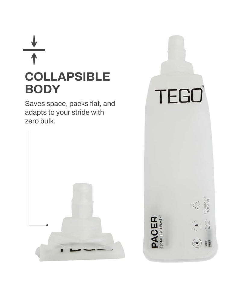 TEGO Pacer Soft Flask – Foldable 250mL/500mL TPU Bottle for Running, Camping, and Outdoor Sports (White, 250 ml) - Image 3