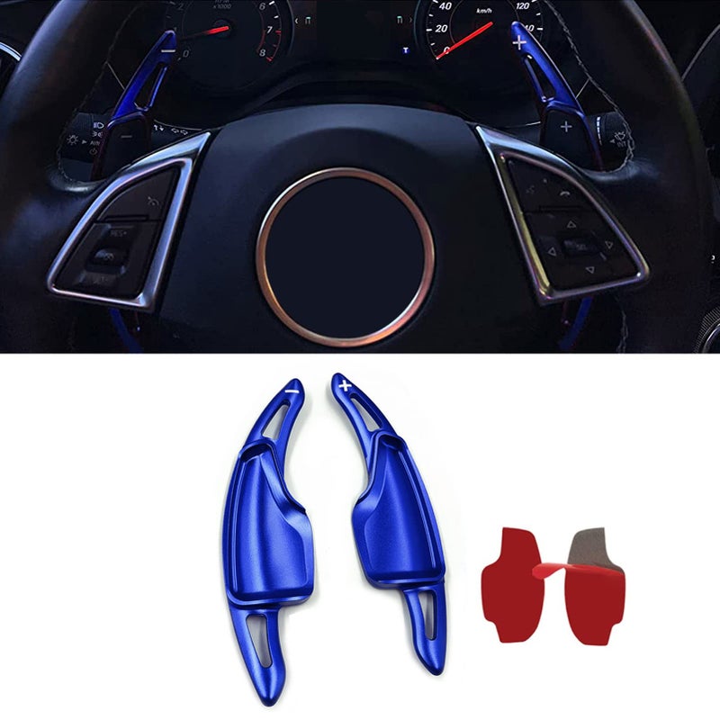 MICROCK Steering Wheel Paddle Shifter Extensions for Chevrolet Camaro 20162024 for Chevy C7 Corvette 20142019 Aluminum Blue