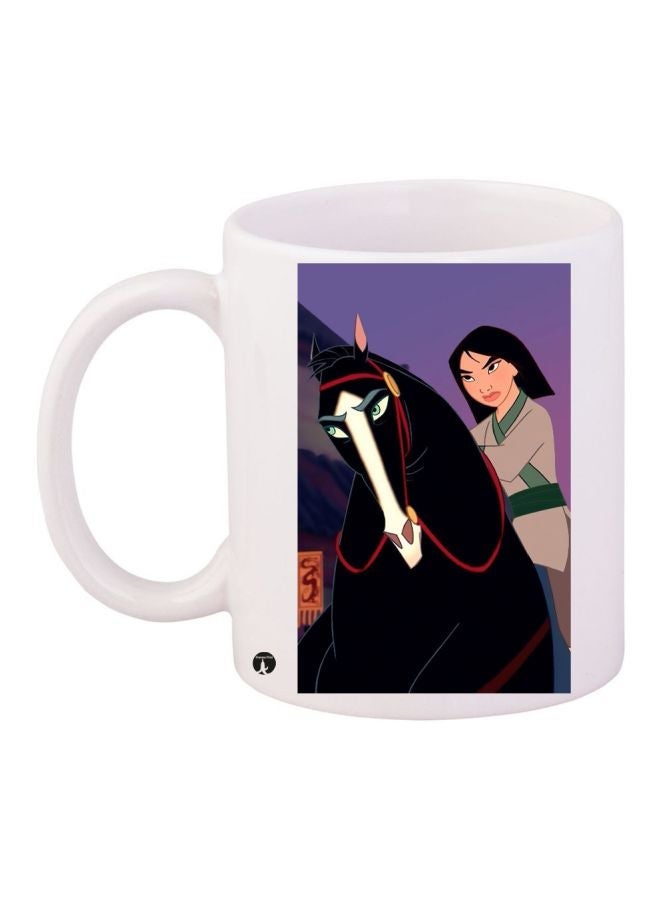 Cartoon Printed Coffee Mug White/Black/Purple 11ounce