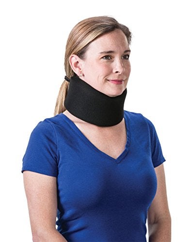 Core Products Soft Foam Cervical Collar Neck Support Brace, Helps Stabilize Vertebrae & Relieve Spinal Pressure for Men & Women - Black, Medium Fits (2.2-2.7 inch) Height - Image 1