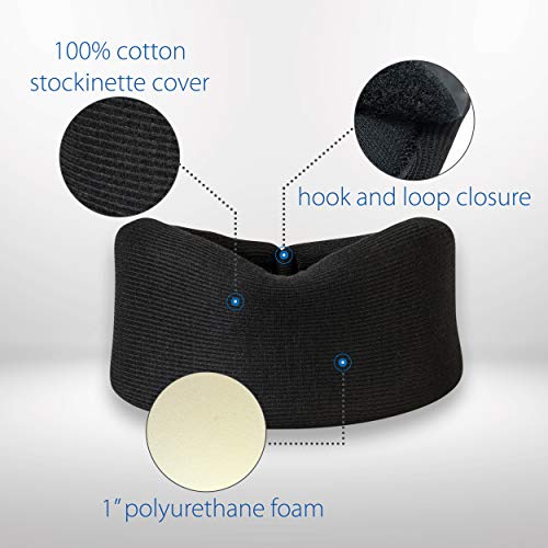 Core Products Soft Foam Cervical Collar Neck Support Brace, Helps Stabilize Vertebrae & Relieve Spinal Pressure for Men & Women - Black, Medium Fits (2.2-2.7 inch) Height - Image 4