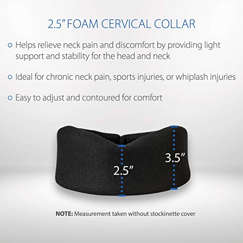 Core Products Soft Foam Cervical Collar Neck Support Brace, Helps Stabilize Vertebrae & Relieve Spinal Pressure for Men & Women - Black, Medium Fits (2.2-2.7 inch) Height - Image 3