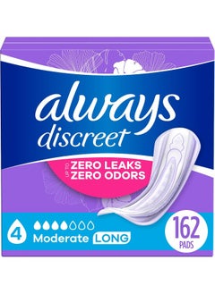 Always Discreet Adult Moderate Long Incontinence Pads, Up to 100% Leak-Free Protection 54 Count x 3 Pack (162 Count total) - pzsku/Z9203B4BD26C01D18286BZ/45/_/1740377538/07728c81-f3cc-4e0e-b9ee-b3877db6010a