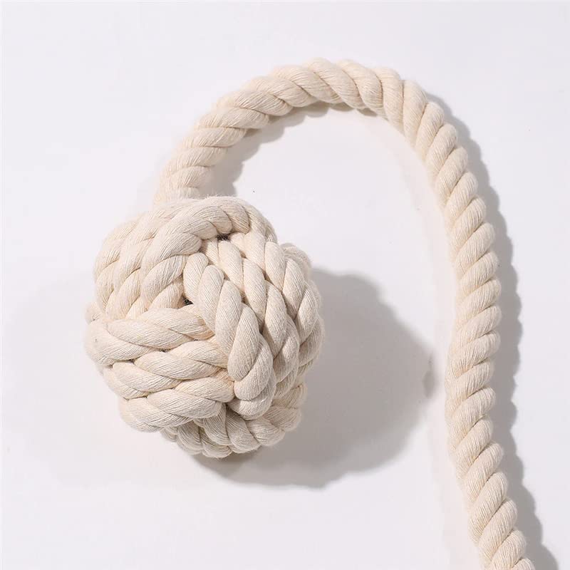 WRINGLE Curtain Rope Tiebacks Easy Knot Loop Connection Holds Your Window Drapes Open Hand Knitted Natural Cotton Neutral Light Beige Color One Pair Set of 2  - Image 3