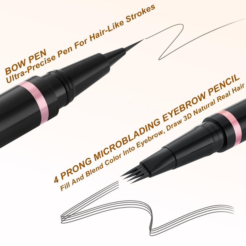 LAVONE Eyebrow Pencil Makeup Kit, with Waterproof 2-IN-1 Microblading Eyebrow Pen, Eyebrow Pomade, Eyeliner and Dual-ended Eyebrow Brush, Brow Pencil Kit for Natural Eyebrows - Dark Grey - Image 3