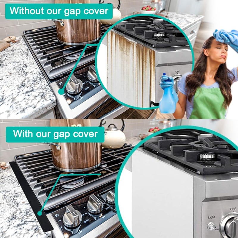 Mofason Stove Counter Gap Cover  2 Pack Kitchen Silicone Oven Gap Filler - 25 Inches Countertop Strips Gap Guard  Easy To Clean (Black) - Image 5