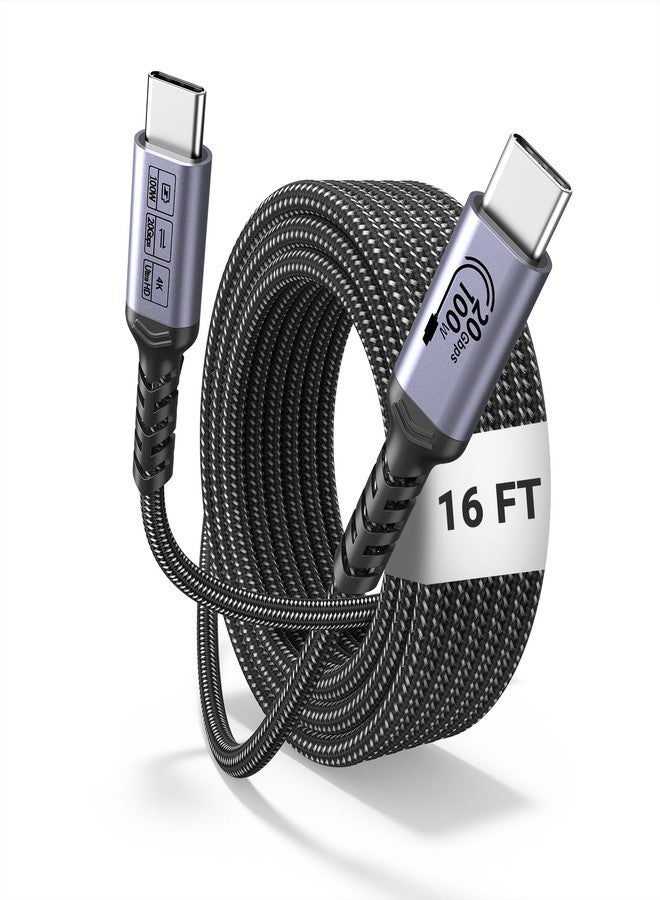 SUMPK USB C Cable 16ft, 100W Long USB C 3.1 Gen 2 Cable, 20Gbps High Speed Data Transfer, 4K Video Monitor Compatible with iPhone 16/15, MacBook Air/Pro, Samsung Galaxy - Image 1