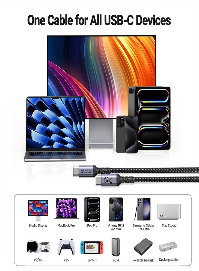 SUMPK USB C Cable 16ft, 100W Long USB C 3.1 Gen 2 Cable, 20Gbps High Speed Data Transfer, 4K Video Monitor Compatible with iPhone 16/15, MacBook Air/Pro, Samsung Galaxy - Image 5