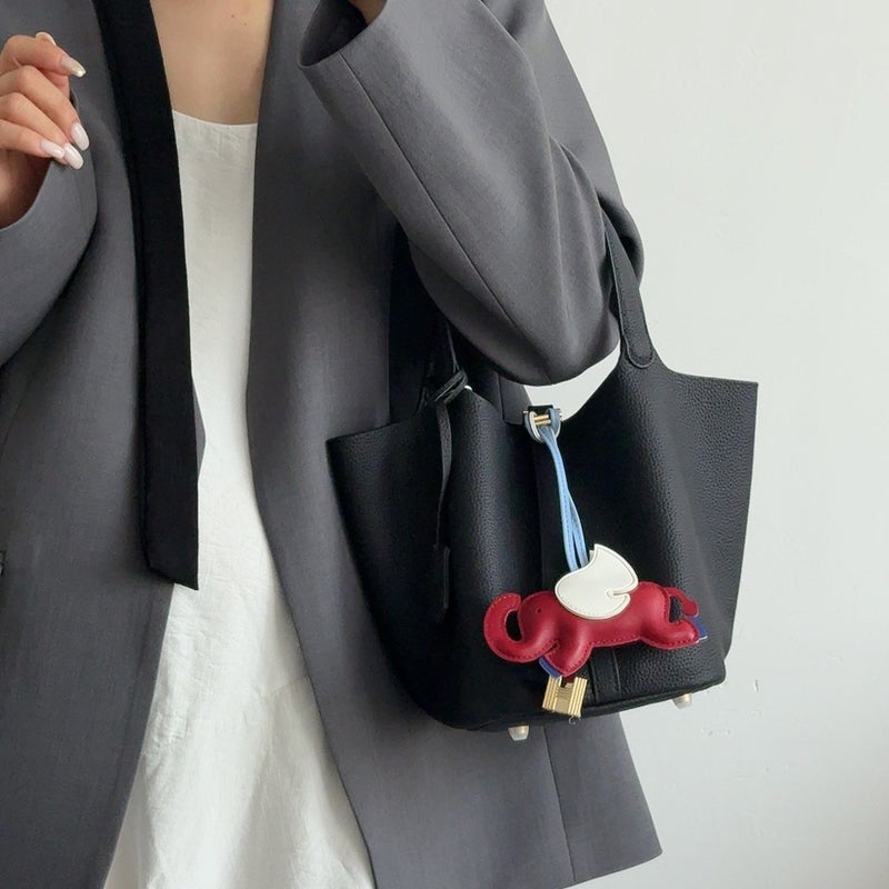 Genuine Leather Basket Bag Bucket Bag Handbag 27 Colors First Layer Cowhide Multi-Color Macaron Color Bag - Image 3