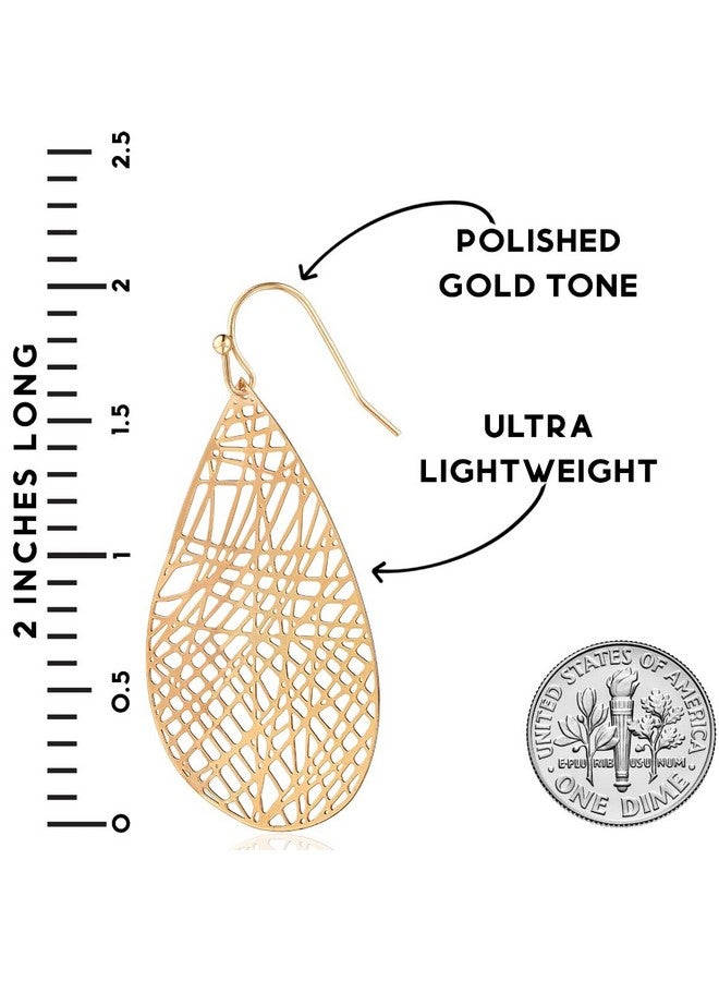 Humble Chic NY Gold Dangle Earrings For Women Womens Earrings Dangling Gold Earrings For Women Dangle Dangly Earrings Filigree Earrings For Women Gold Teardrop Earrings Goldtone Bohemian Gold Earrings - Image 4