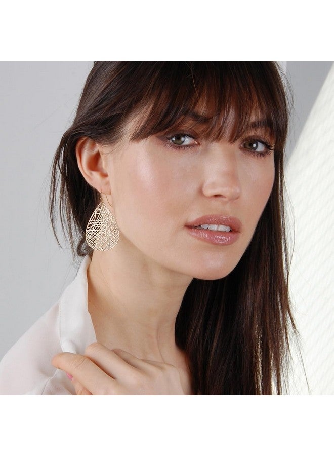 Humble Chic NY Gold Dangle Earrings For Women Womens Earrings Dangling Gold Earrings For Women Dangle Dangly Earrings Filigree Earrings For Women Gold Teardrop Earrings Goldtone Bohemian Gold Earrings - Image 2