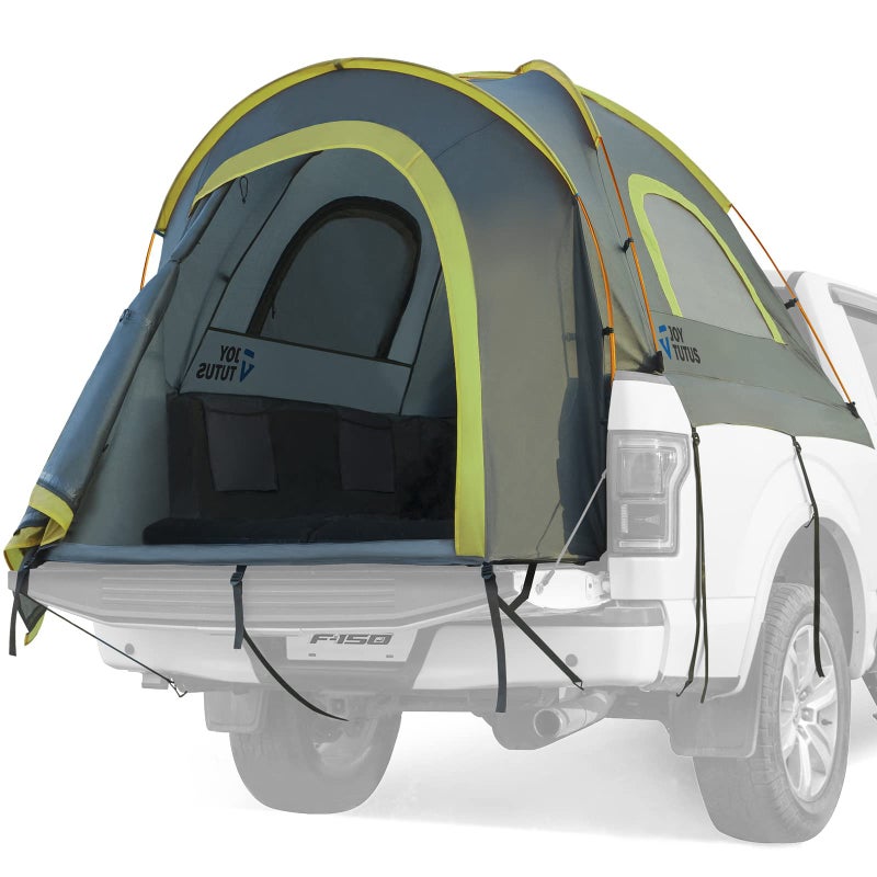 JOYTUTUS Pickup Truck Tent 5ft 2.0, Waterproof PU2000mm Double Layer for 2 Person, Portable Truck Bed Tent with Rainfly, Green, Aluminum Pole - Image 1