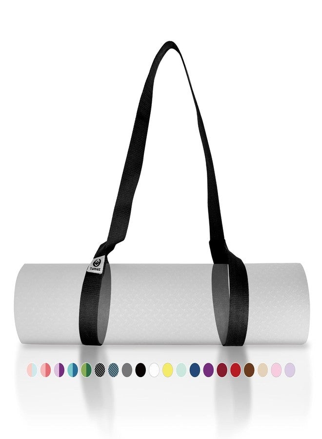 Tumaz (160cm , 10. Just Black) - Tumaz Yoga Mat Strap, Adjustable Mat Carrier Sling & Stretching Strap with Thick, Durable and Comfy Delicate Texture, 160cm & 220cm Inches, Multiple Colour Choices [Mat NOT Included] - Image 1