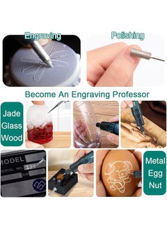 erorex Usb Cordless Electric Engraving Pen Kit Mini 3 Speed Rotary Etching Machine Engraving Jewelry Leather Wood Glass 42Pcs Engraver Tools For Metal With 30 Bits And Stencil  - Image 2